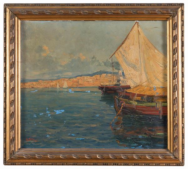 DIPINTO COSTIERA CON PORTICCIOLO F.TO A. BALDI