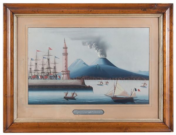 GOUACHE ERUZIONE DEL 1868