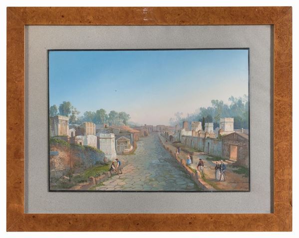 GOUACHE POMPEI DI GIOACCHINO LA PIRA