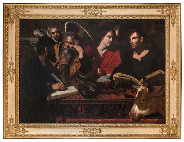 DIPINTO QUATTRO EVANGELISTI DI SEGUACE DI VALENTIN DE BOULOGNE