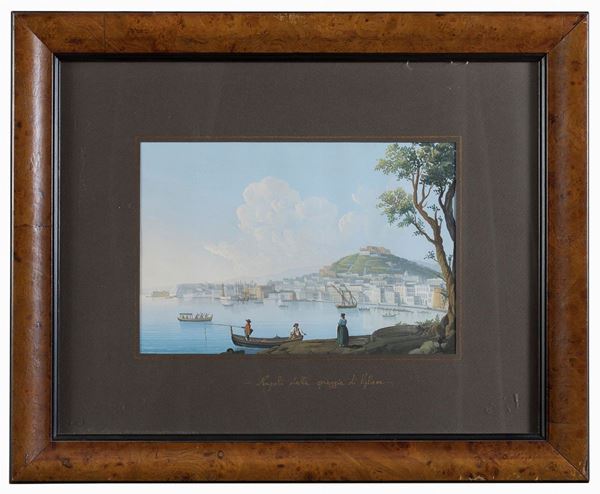 COPPIA DI GOUACHES SPIAGGIA DI VIGLIENA ED ERUZIONE