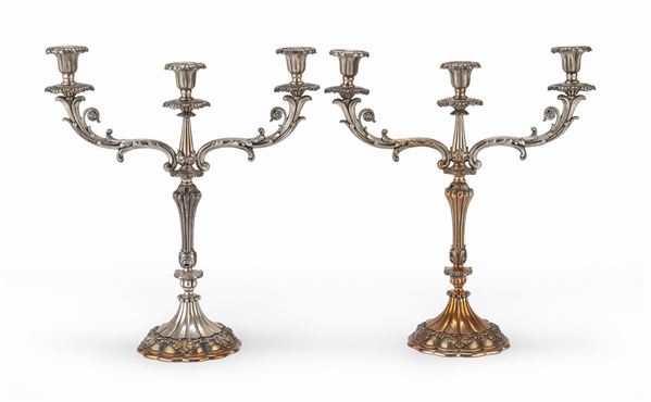 COPPIA DI CANDELABRI IN ARGENTO, CAPUTO MILANO