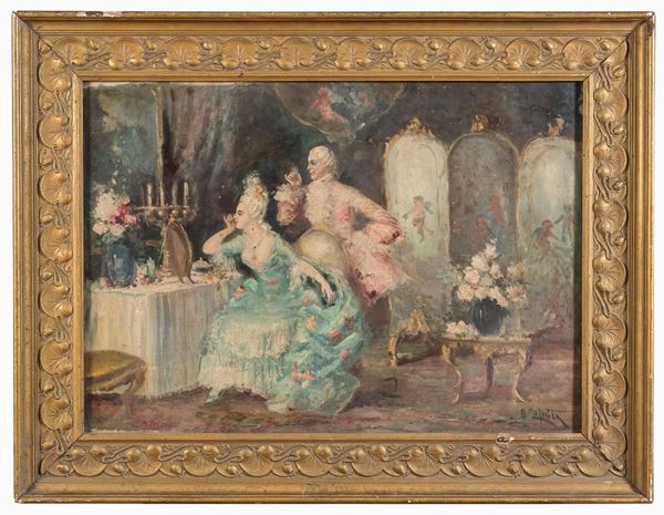 DIPINTO BOUDOIR CON SCENA GALANTE