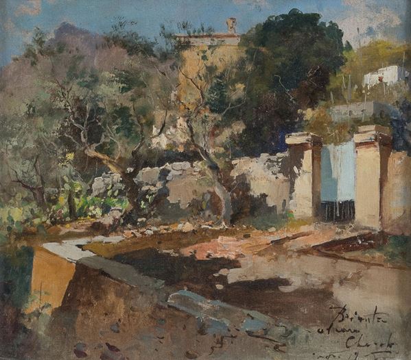 DIPINTO TERRAZZA IN CAMPAGNA DI EZELINO BRIANTE