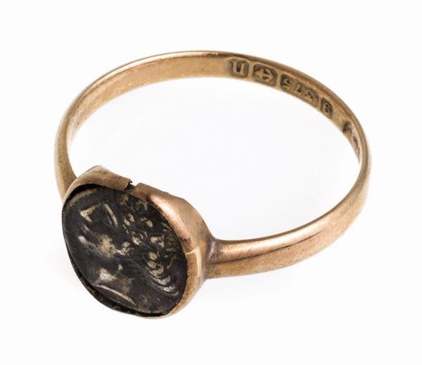 ANELLO CON MONETA GRECA OBOLO