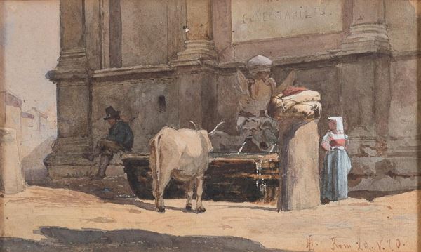 ACQUERELLO POPOLANI SIGLATO H.L.