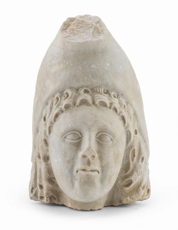 TESTA DI MITRA IN MARMO BIANCO