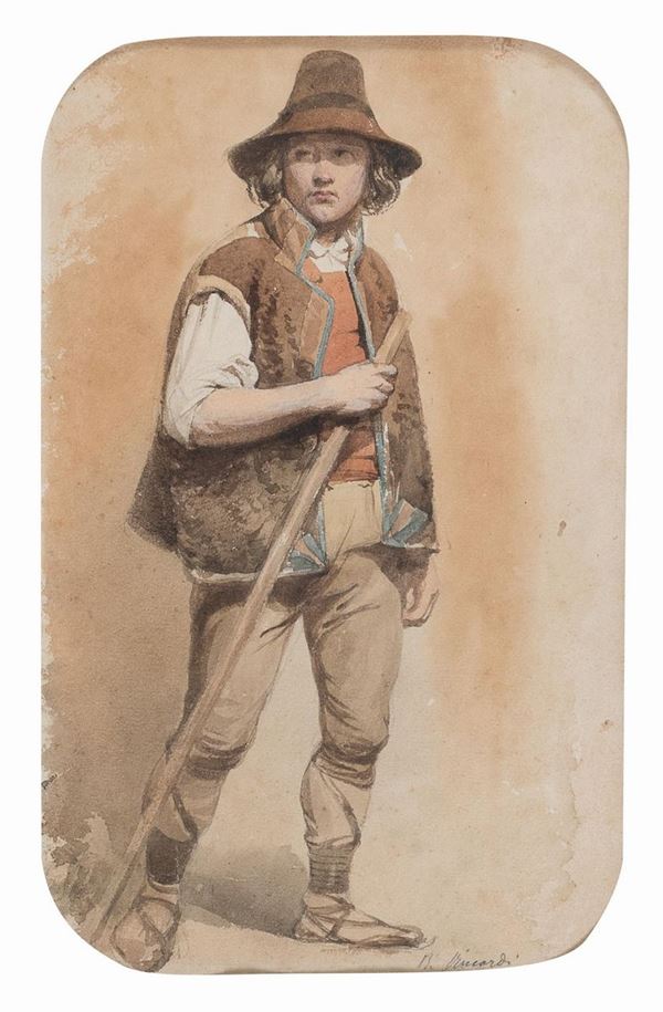 ACQUERELLO PASTORELLO F.TO B. RICCARDI DI PARMA