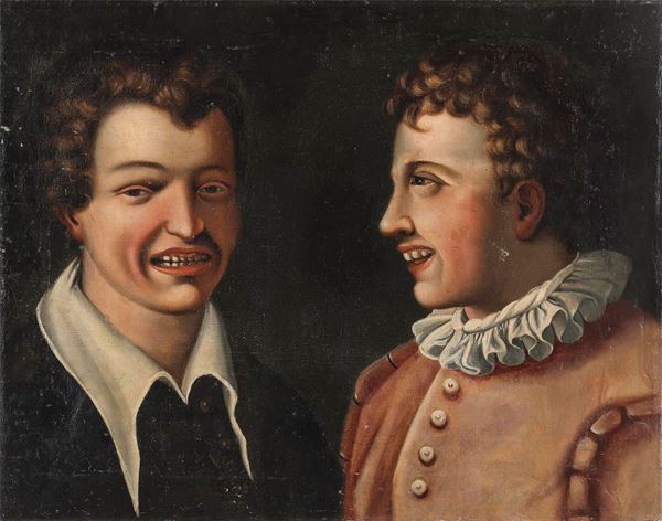 DIPINTO OTTOCENTO DOPPIO RITRATTO DI GIOVANE