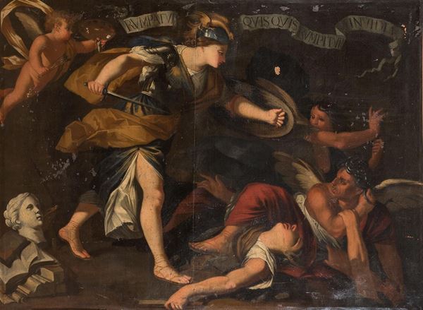 TRIONFO DELLE ARTI SULL&#39;INVIDIA DI PITTORE BOLOGNESE
