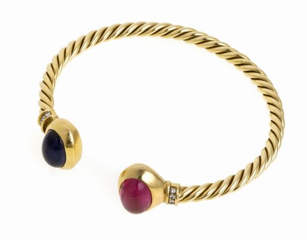 BRACCIALE SEMIRIGIDO CON BRILLANTI E PIETRE DURE