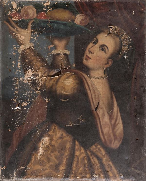 DIPINTO DONNA CON VASSOIO