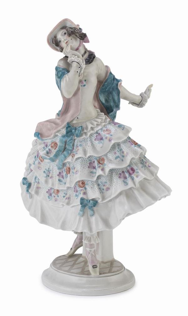 SCULTURA DI BALLERINA IN PORCELLANA, MEISSEN