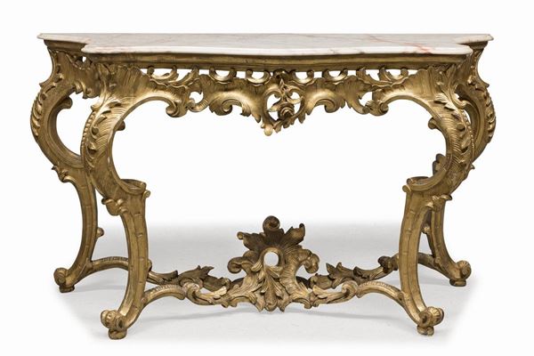 CONSOLE IN LEGNO DORATO