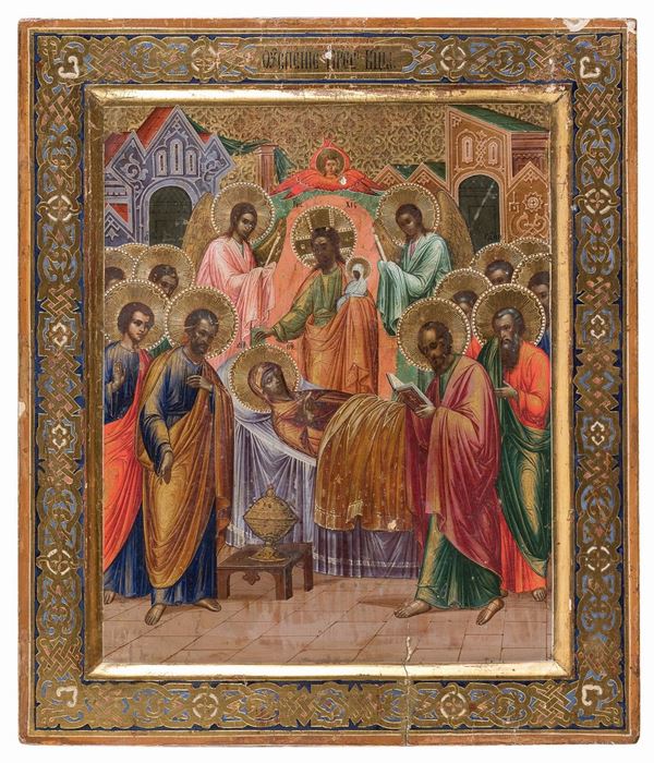 ICONA DORMITIO VIRGINIS DI SCUOLA RUSSA