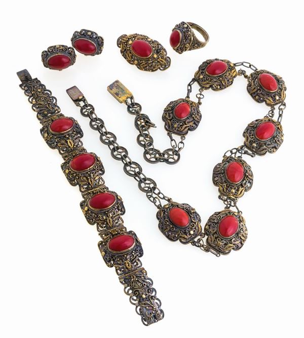 PARURE IN ARGENTO E CORALLI