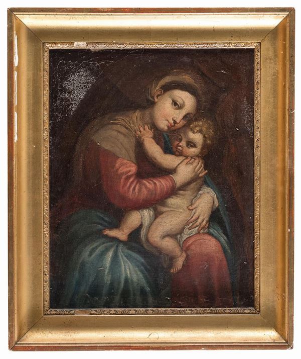 DIPINTO VERGINE COL BAMBINO DI PITTORE ROMANO