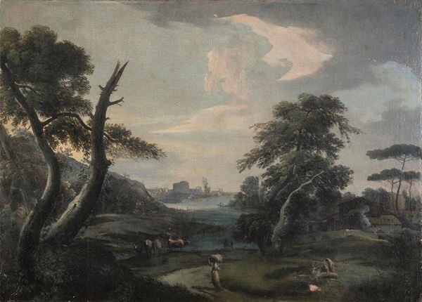 PAESAGGIO FLUVIALE ATTRIBUITO A PIETRO BRANCALEONI