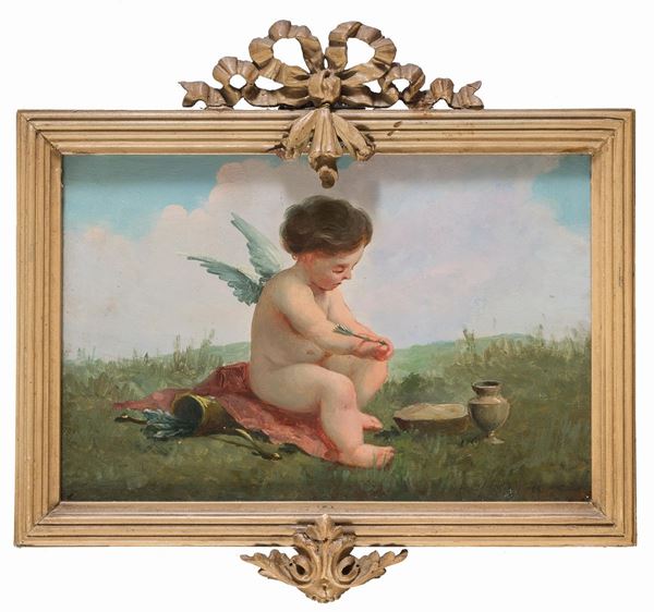 QUATTRO DIPINTI ALLEGORIE CON PUTTI
