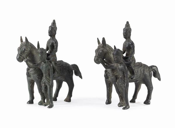 COPPIA DI SCULTURE IN BRONZO, BIRMANIA