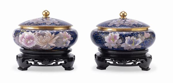 COPPIA DI CONTENITORI CLOISONN&#200;, CINA