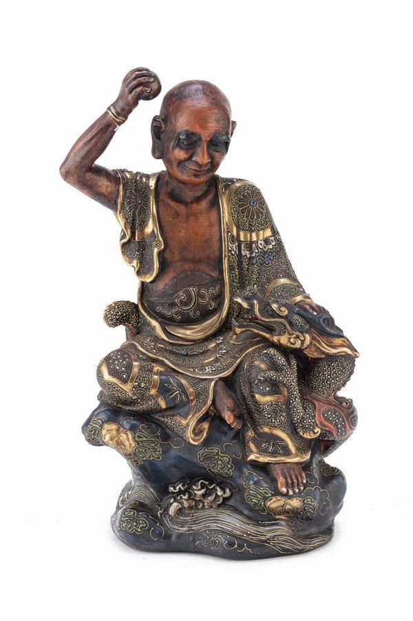 SCULTURA DI RAKAN IN CERAMICA, GIAPPONE