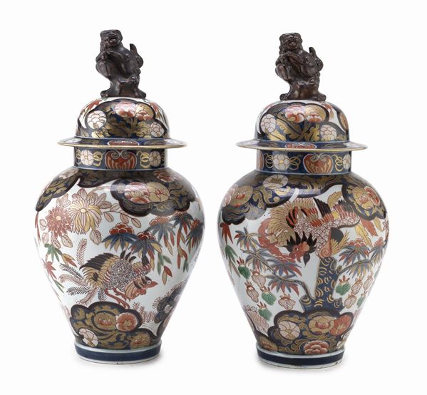 COPPIA POTICHES STILE IMARI, FRANCIA XIX SECOLO
