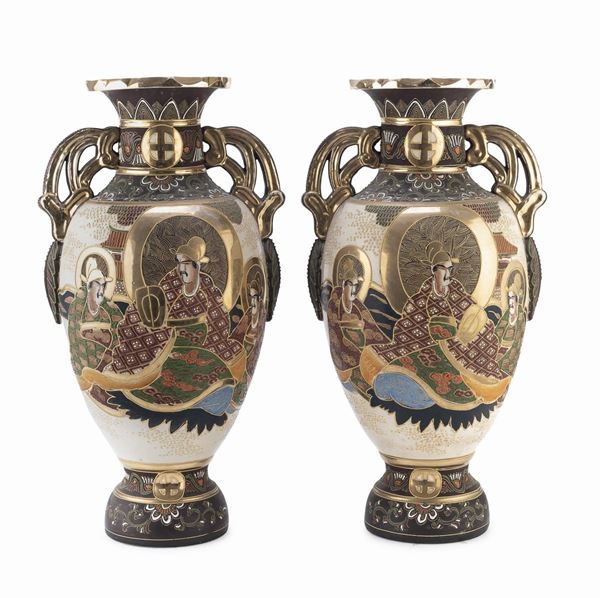 COPPIA DI GRANDI VASI IN CERAMICA, GIAPPOONE