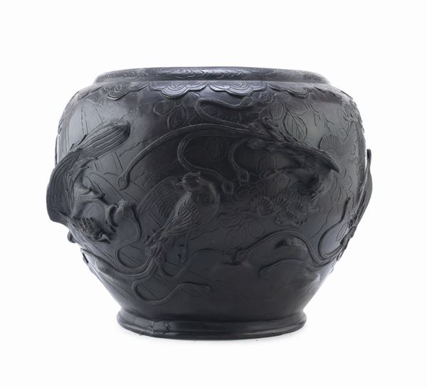GRANDE CACHEPOT IN BRONZO, GIAPPONE FINE XIX SECOLO