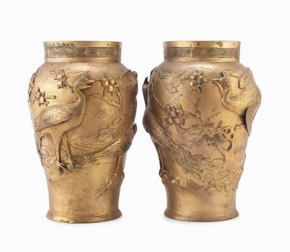 COPPIA VASI BRONZO, GIAPPONE