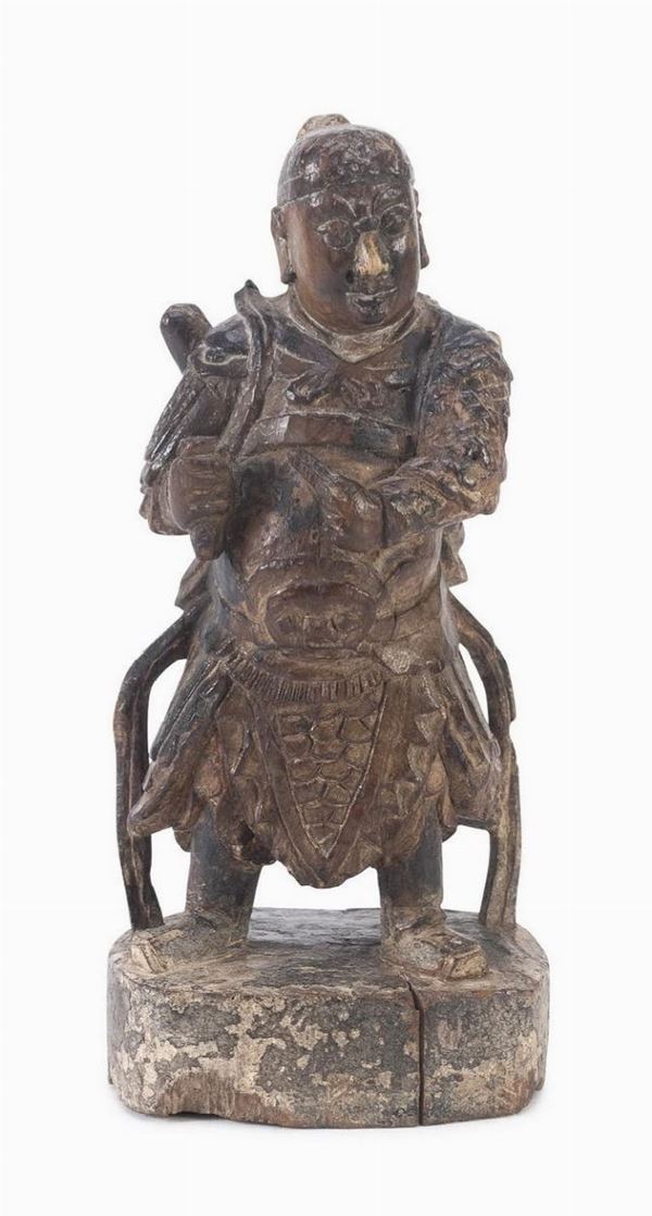 SCULTURA DI GUANDI IN LEGNO, CINA