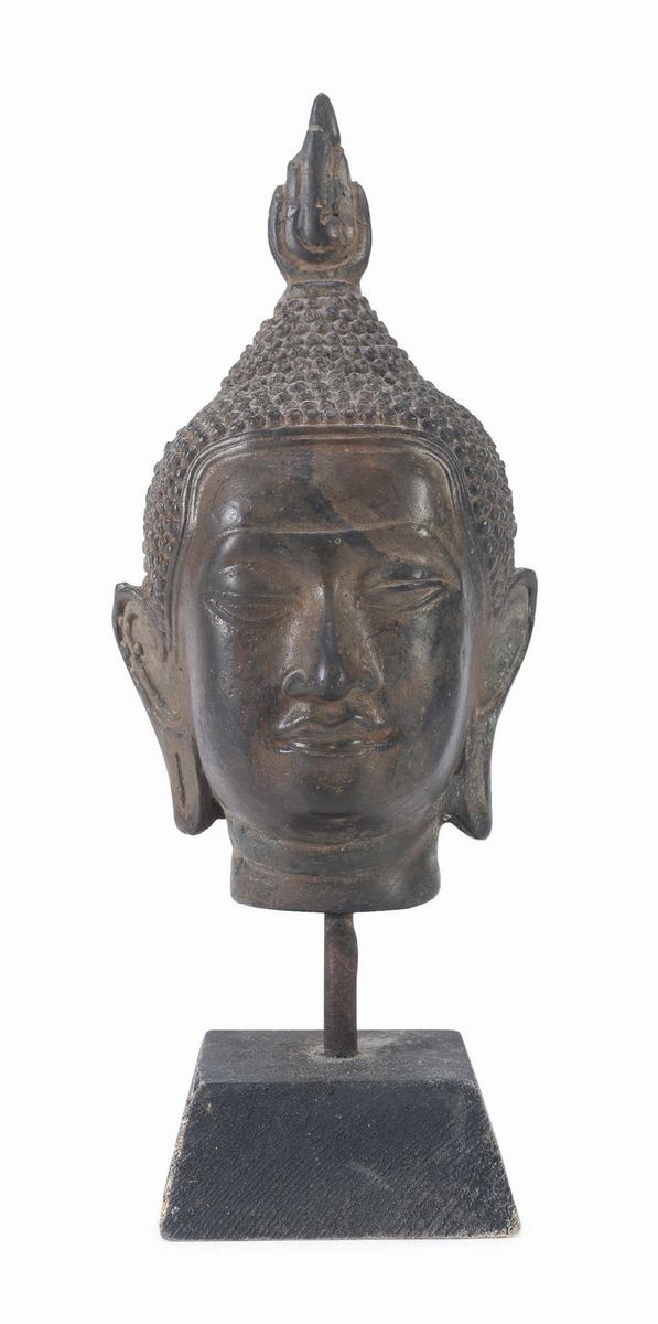 TESTA DI BUDDHA IN BRONZO, TAILANDIA