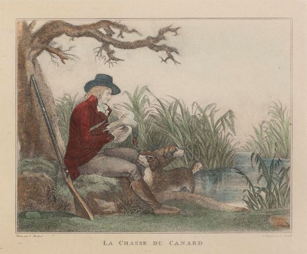 QUATTRO STAMPE SCENE DI CACCIA