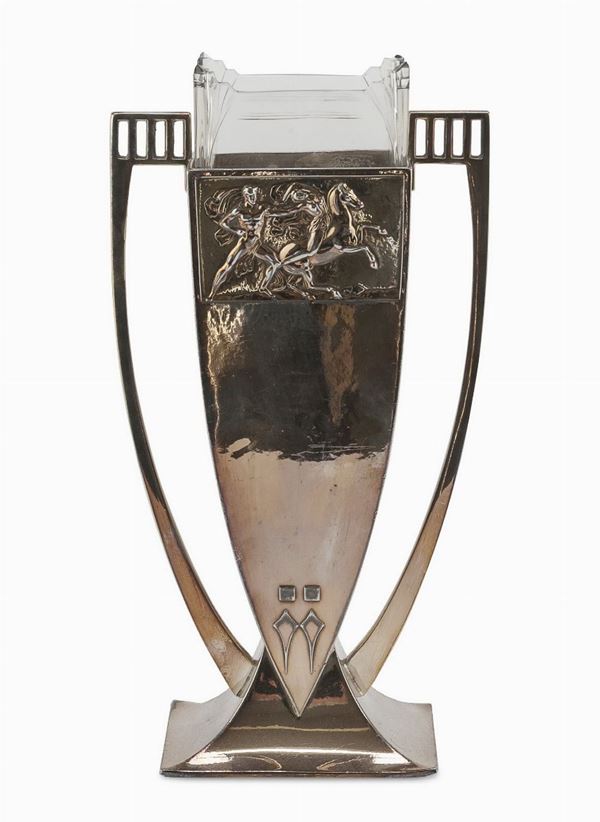 VASO IN SILVERPLATED E VETRO, ITALIA