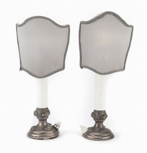 COPPIA DI LAMPADE IN ARGENTO, ITALIA