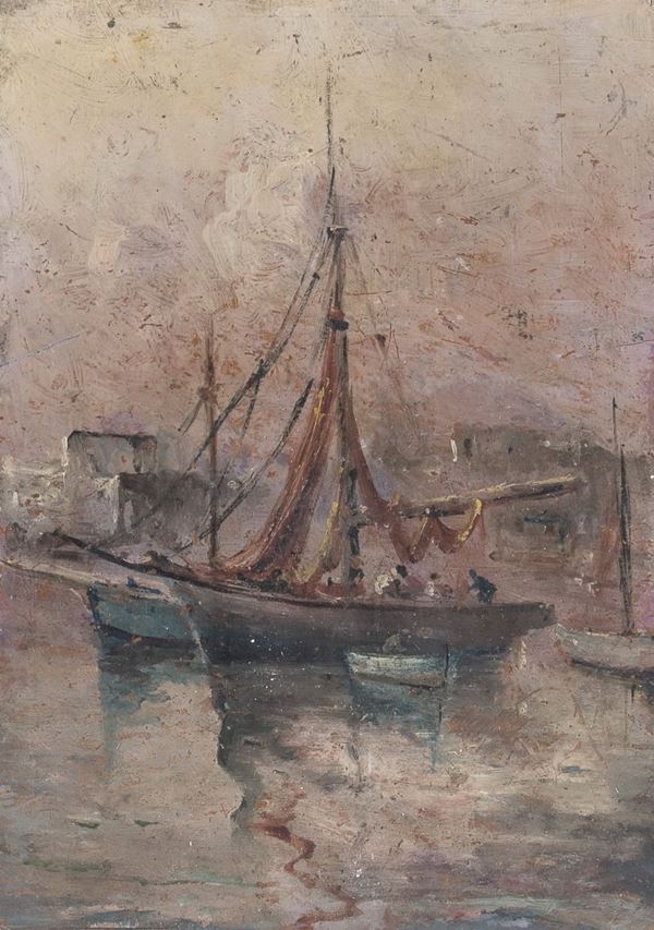 DIPINTO BARCHE DI PESCATORI