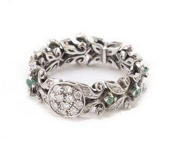 ANELLO CON BRILLANTI E SMERALDI