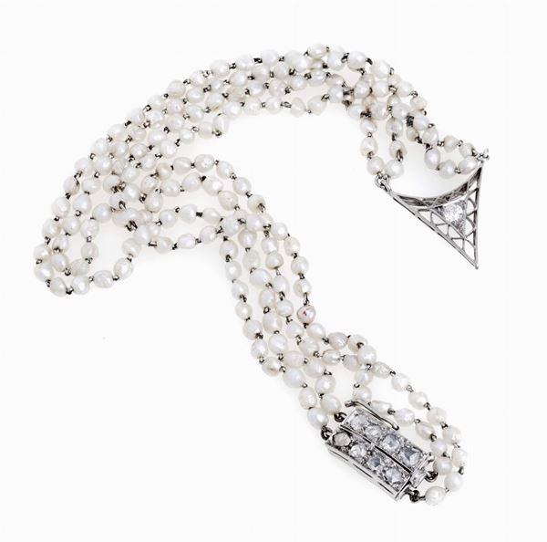 GIROCOLLO CON PERLE E DIAMANTI