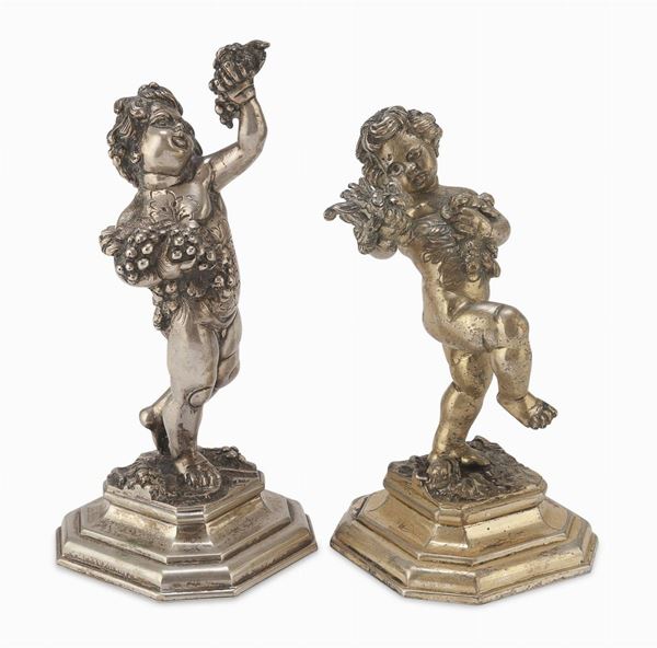 COPPIA DI PUTTI IN ARGENTO, CAPUTO MILANO