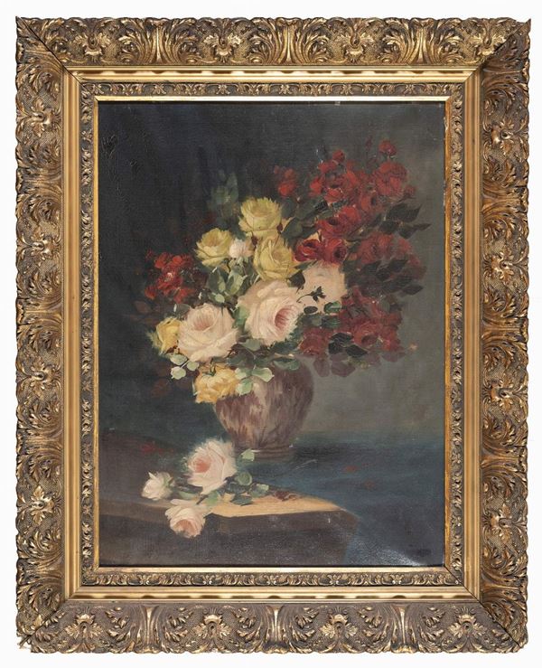 DIPINTO VASO DI FIORI DI PITTORE EUROPEO
