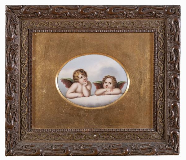 DIPINTO CHERUBINI SU PORCELLANA