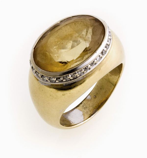 ANELLO CON QUARZO CITRINO E BRILLANTI