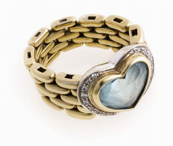 ANELLO CON ACQUAMARINA E BRILLANTI