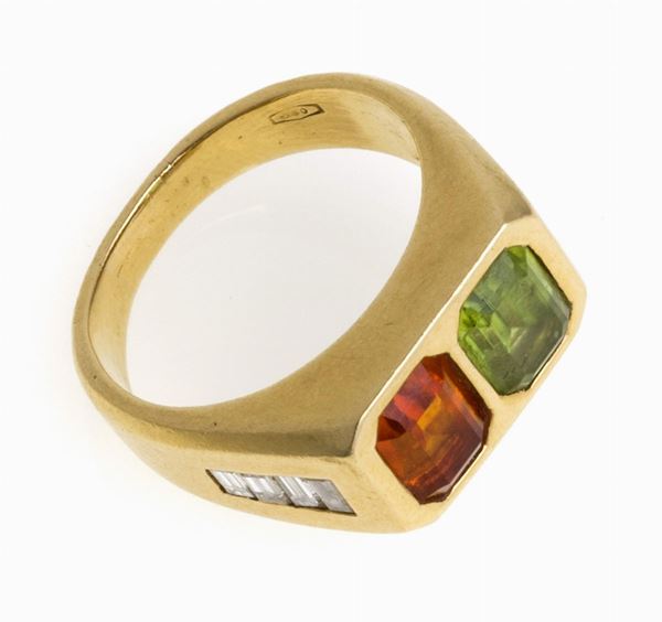 ANELLO  CON BRILLANTI E PIETRE DURE