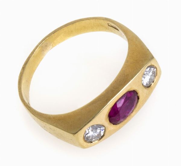 ANELLO CON RUBINO E BRILLANTI
