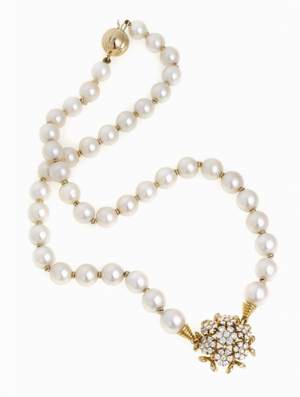 GIROCOLLO CON PERLE E DIAMANTI