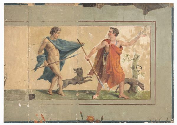 SCENA DI CACCIA, DA AFFRESCO ETRUSCO