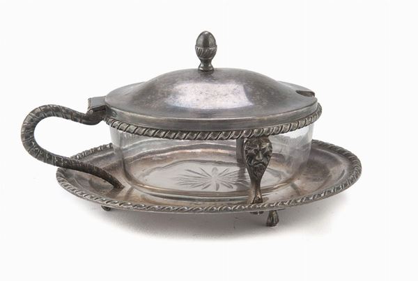 FORMAGGIERA IN ARGENTO E VETRO, REGNO D&#39;ITALIA INIZIO XX SECOLO