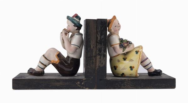 COPPIA DI FIGURE DI FANCIULLI TIROLESI ANNI &#39;40