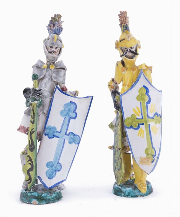 DUE ARMIGERI IN CERAMICA, CASCIO SCIACCA